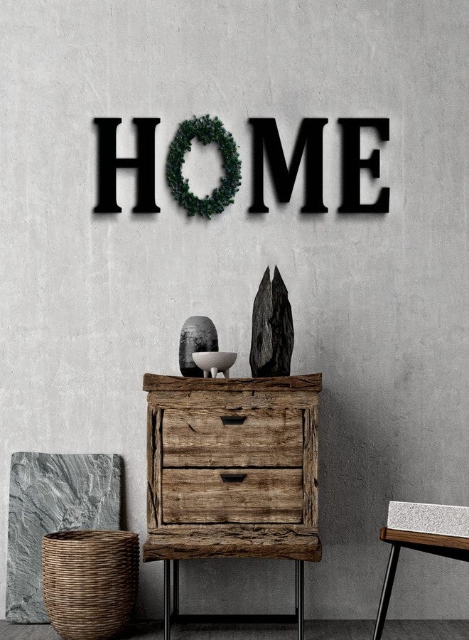 Chalk My Theme HOME Letters With Wreath Wooden Sign Wall Art Home Decoration - Image 2