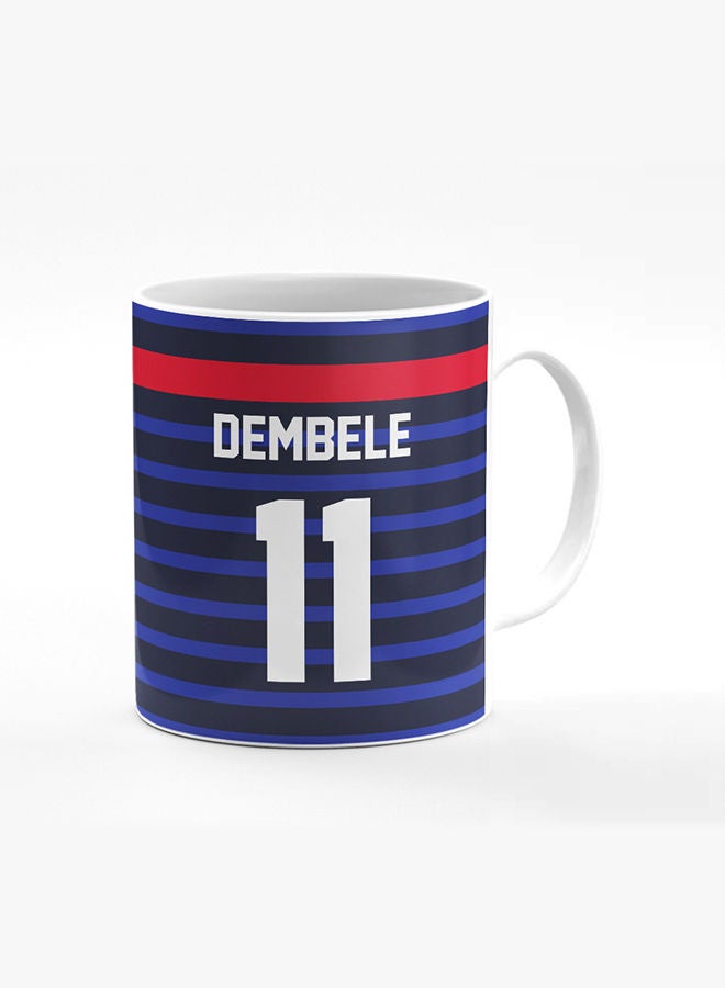 Stylizedd Designer Printed Coffee Mug with Heavy Duty Handle 11oz Ceramic Personalised Gift Mugs Cup [Microwave Safe & Dishwasher Proof] -Football Team - France Player Name - Dembele - Image 1