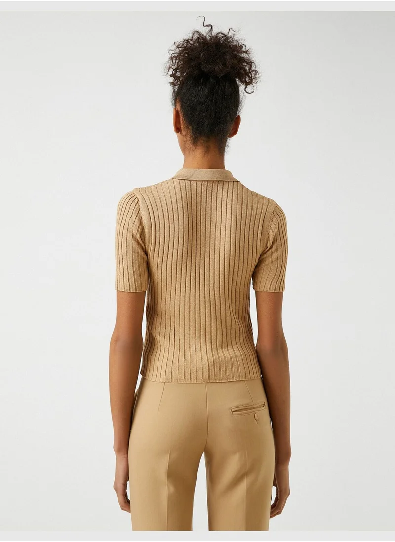 كوتون Polo Neck Short Sleeve Sweater
