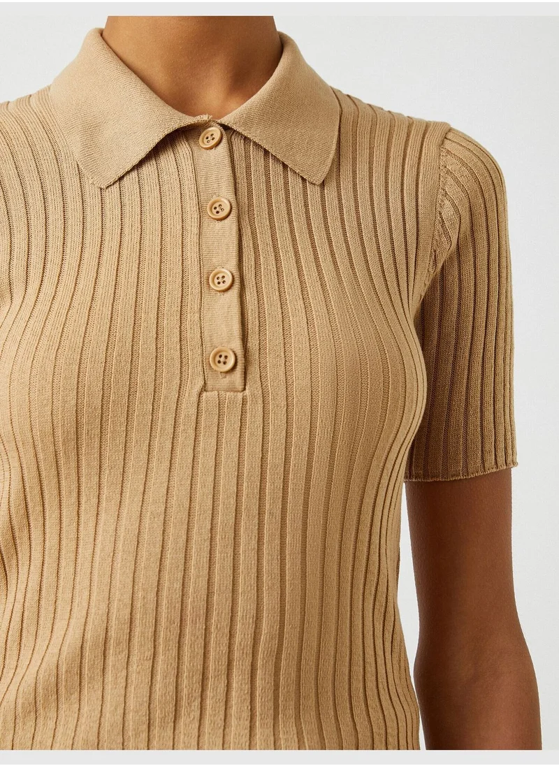 كوتون Polo Neck Short Sleeve Sweater