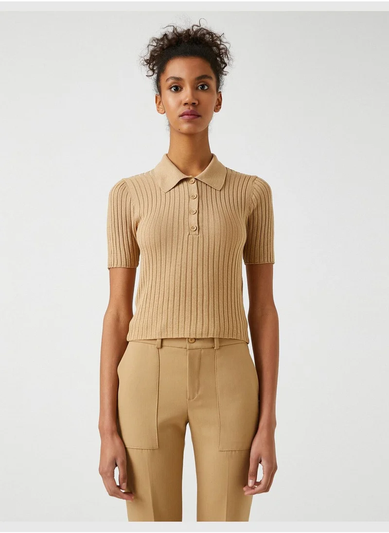 كوتون Polo Neck Short Sleeve Sweater