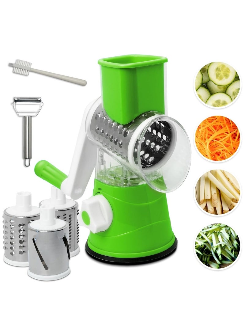 Say goodbye to kitchen fatigue and start slicing and grating in seconds! A multi-functional hand grater with a smart design and 3 rotating blades to prepare all your ingredients quickly and easily.