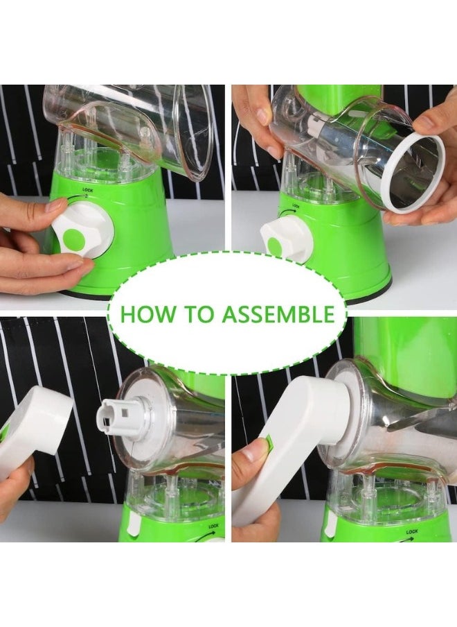 Say goodbye to kitchen fatigue and start slicing and grating in seconds! A multi-functional hand grater with a smart design and 3 rotating blades to prepare all your ingredients quickly and easily.