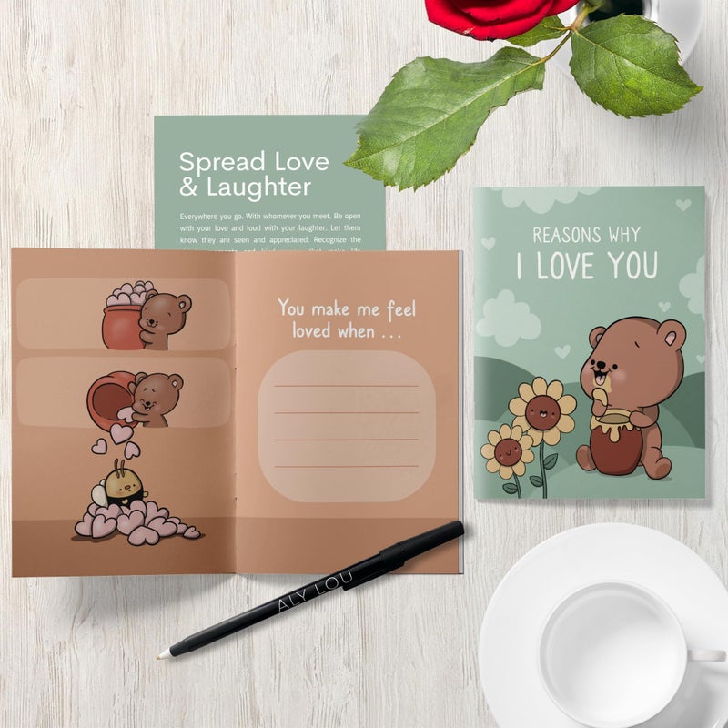 ALY LOU Christmas Gift Wife Husband â€“ Fill-in Activity Journal by Aly Lou | Love Memory Book Prompts for Anniversaries, Birthdays, Special Occasions, or Just Because | Personalized Gift for Girlfriend/Boyfriend (Fill in the Blanks - Reasons Why I Love You) - Image 3