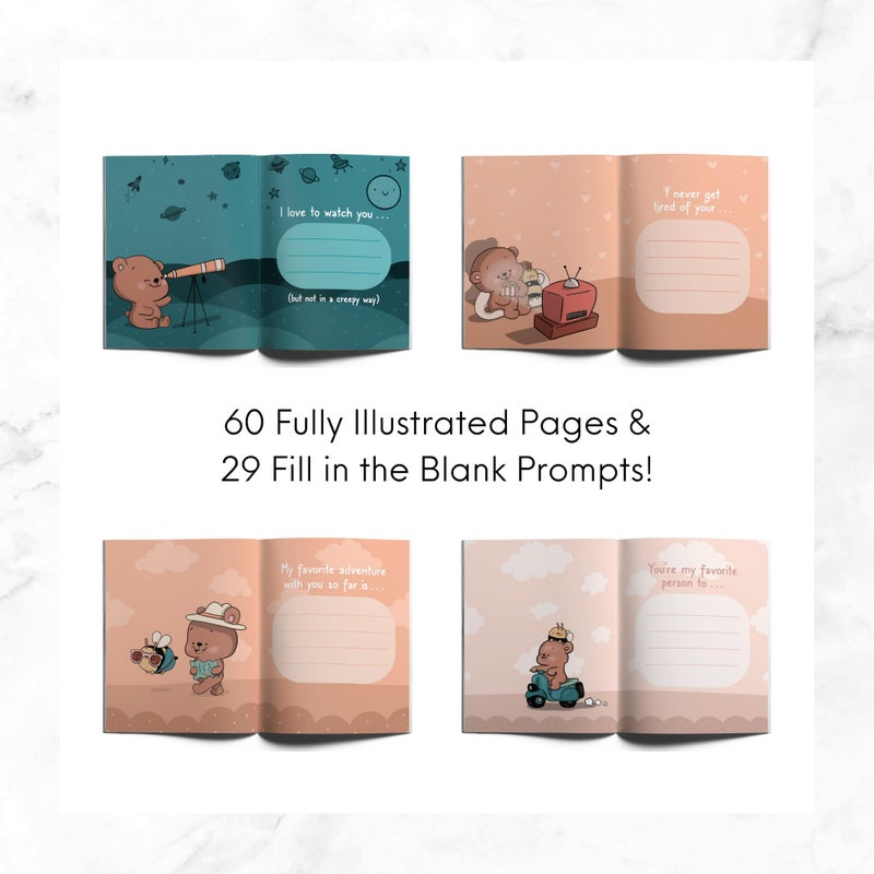 ALY LOU Christmas Gift Wife Husband â€“ Fill-in Activity Journal by Aly Lou | Love Memory Book Prompts for Anniversaries, Birthdays, Special Occasions, or Just Because | Personalized Gift for Girlfriend/Boyfriend (Fill in the Blanks - Reasons Why I Love You) - Image 4
