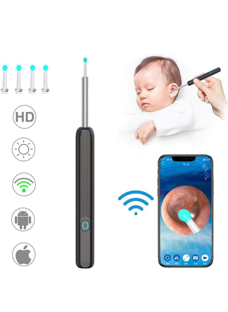 Leon Home Professional ear cleaning tool with a 2000W HD camera, 9-piece earwax removal kit, LED light, and 6 soft silicone spoons. Compatible with iOS and Android. - Image 3