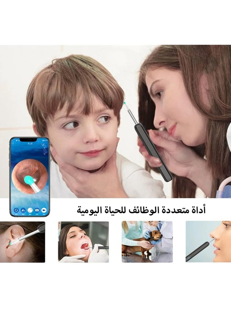 Leon Home Professional ear cleaning tool with a 2000W HD camera, 9-piece earwax removal kit, LED light, and 6 soft silicone spoons. Compatible with iOS and Android. - Image 5