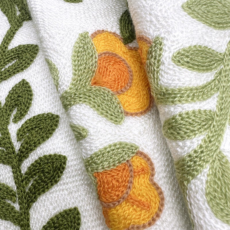 Alysheer Floral Embroidered Summer Decorative Throw Pillow Covers 18"x 18" Set of 2, Farmhouse Cottage Orange Flowers Green Leaves Knit Patterned Cotton Canvas Cushion Case for Couch Bed Living Room - Image 5