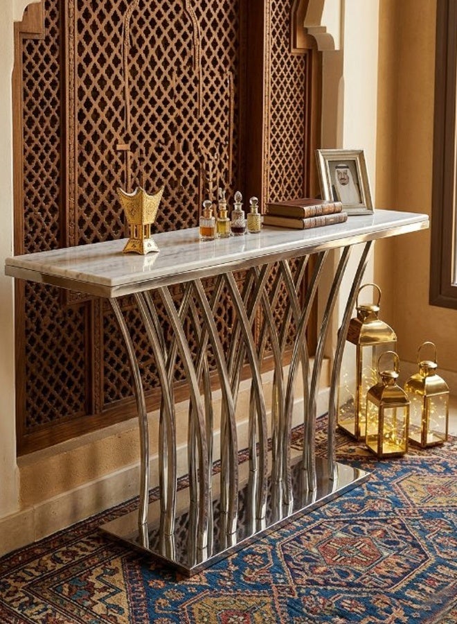 Steel Console Table With Marble Top 140*40*80 CM - Image 1