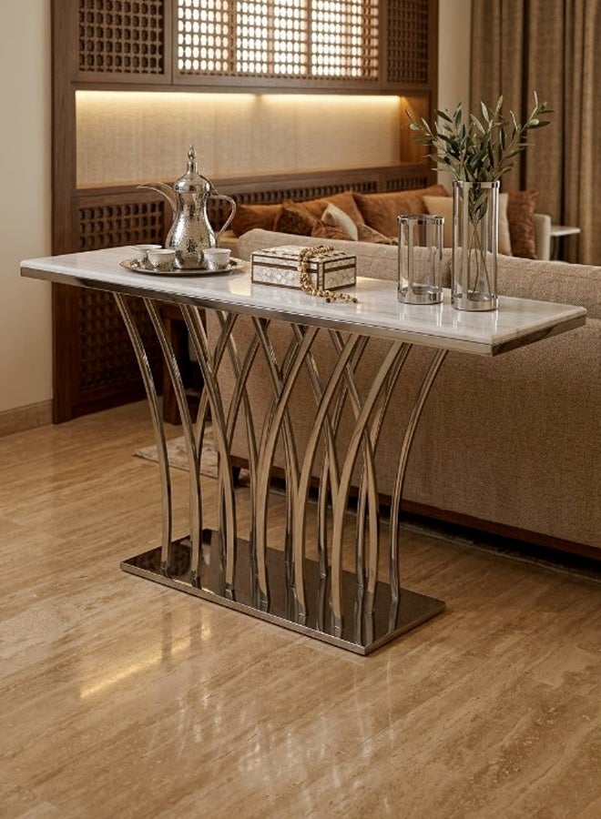 Steel Console Table With Marble Top 140*40*80 CM - Image 2