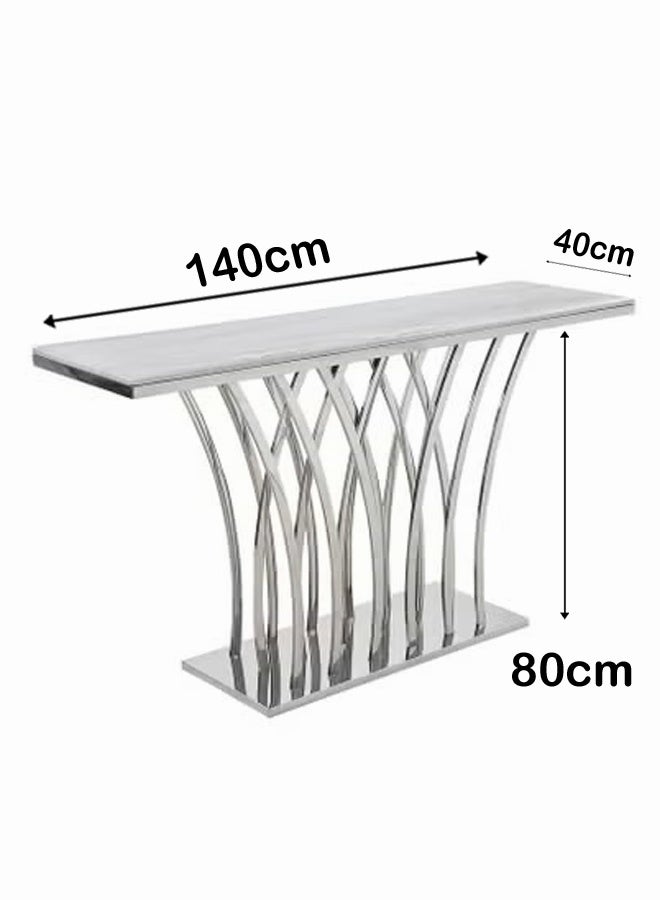 Steel Console Table With Marble Top 140*40*80 CM - Image 5