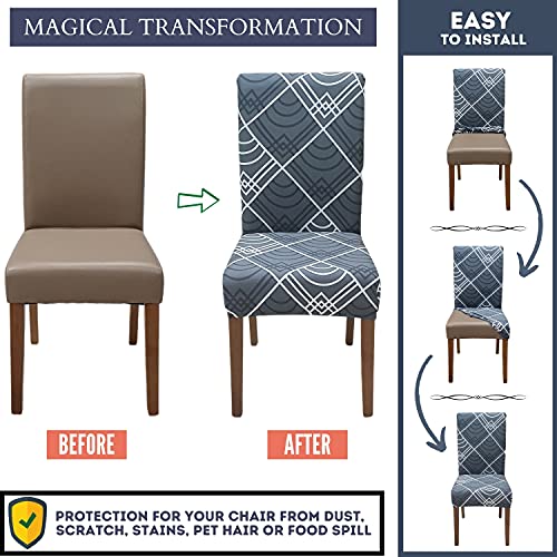 SPRINGRICO Chair Covers for Dining Room Set of 4, Stretch Dining Chair Cover, Washable Spandex Kitchen Parsons Chair Slipcovers, Removable Seat Protector for Home or Party (4 Pack, Bora Bora) - Image 4