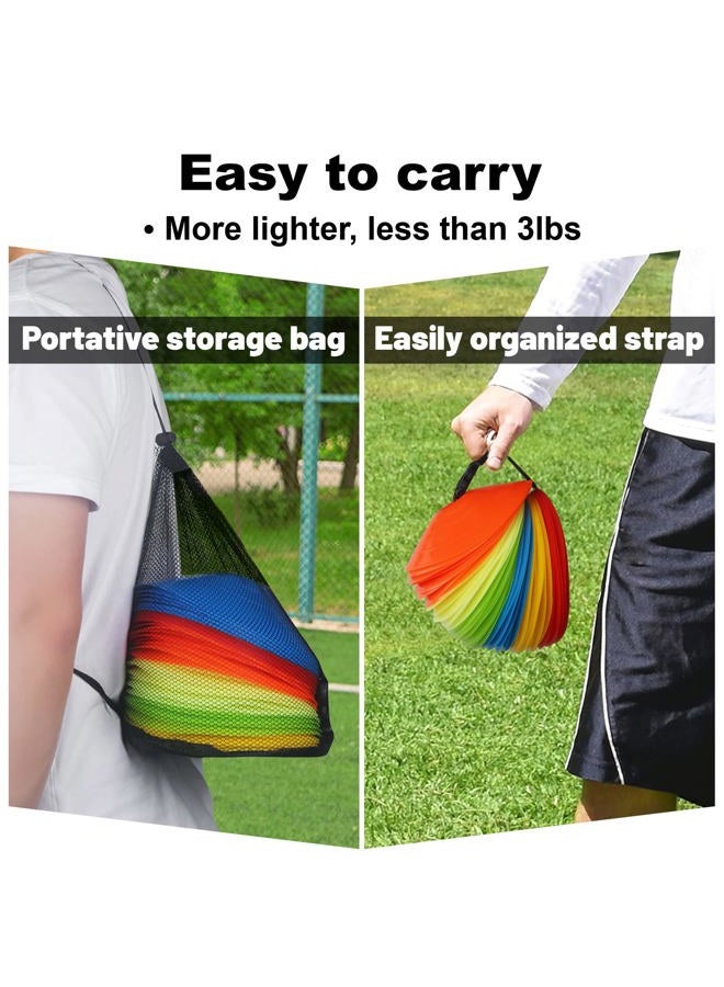 DUNCHATY 60PCS Sports Soccer Cones Agility Soccer Disc Cones with Carry Strap Carry Bag Training Soccer Cones, Field Marker Cones for Challenge Football Basketball Skating Kids Games Outdoor Indoor Sports - Image 5