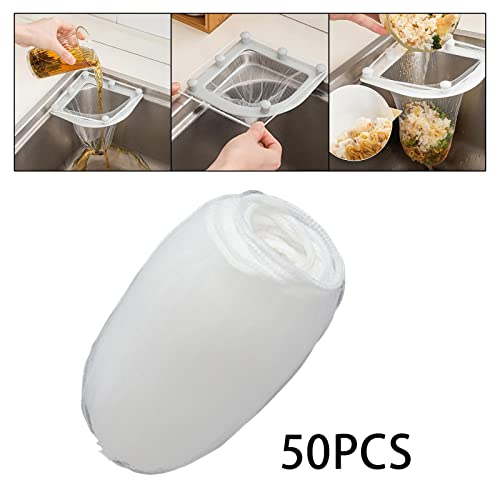 CALANDIS® 50X Sink Filter Nets Bag Mesh Bag Sink Strainers for Leftovers Drainage Without Drain Rack | Fiber | 50 Pieces Strainer Mesh Bags - Image 2