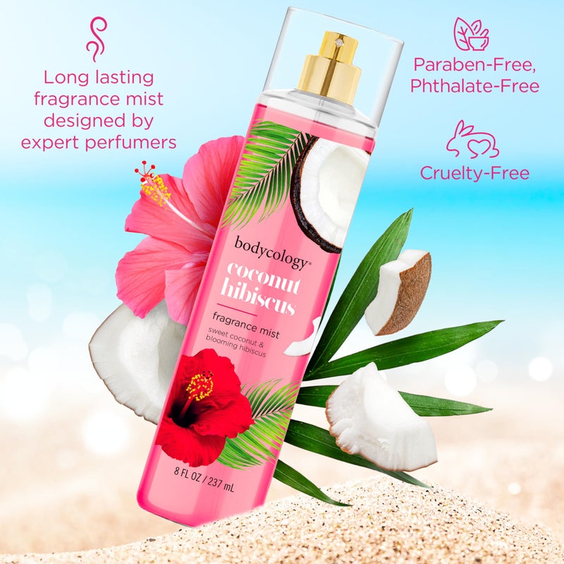 Bodycology باديكولوجي رذاذ الجسم المعطر طويل الأمد، جوز الهند والهيبسكوس، 8 أونصة سائلة - Image 5