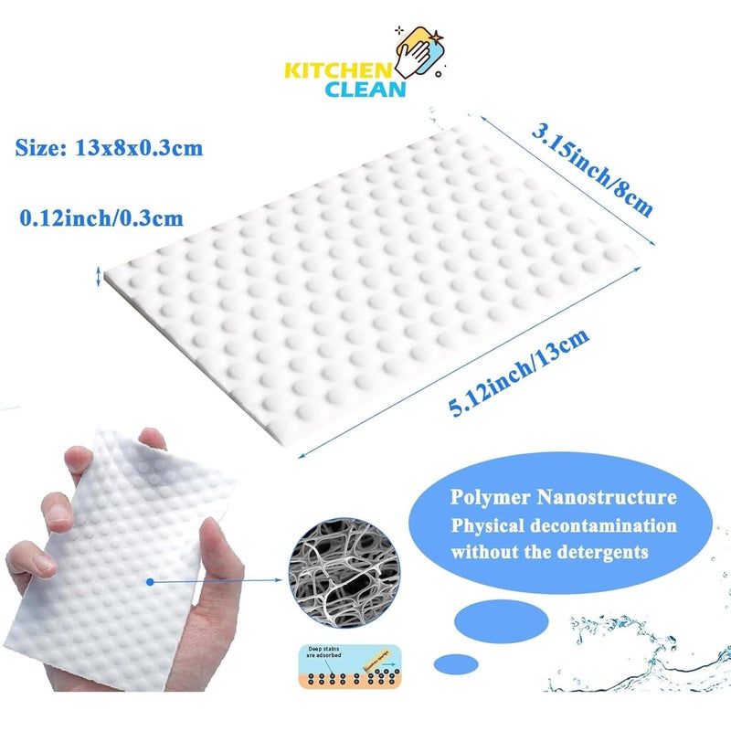 Kitchen Clean 10 Magic Cleaning Sponge Eraser Sheets + 2 Pcs 4X Melamine Magic Eraser | Multipurpose Kitchenware Bathroom Sink Car Interiors Hard-to-Reach Place Cleaning (10 Sheets + 2 Sponges) - Image 3