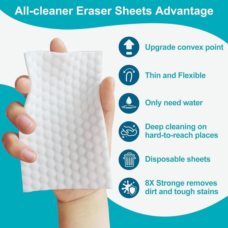 Kitchen Clean 10 Magic Cleaning Sponge Eraser Sheets + 2 Pcs 4X Melamine Magic Eraser | Multipurpose Kitchenware Bathroom Sink Car Interiors Hard-to-Reach Place Cleaning (10 Sheets + 2 Sponges) - Image 5