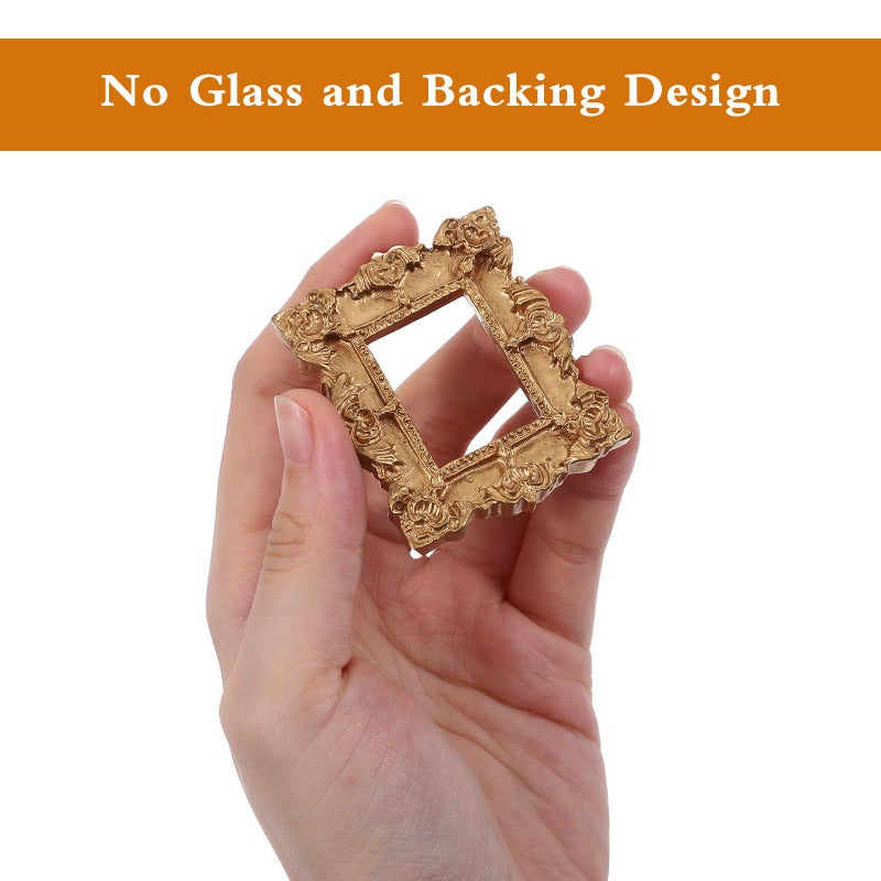 Tyqour 8PCS Mini Gold Picture Frames Vintage Small Resin Miniature Tiny Picture Frames for Crafts Antique Mini Photo Frame for DIY Jewelry Christmas Holiday Party Hotel Decor - Image 3