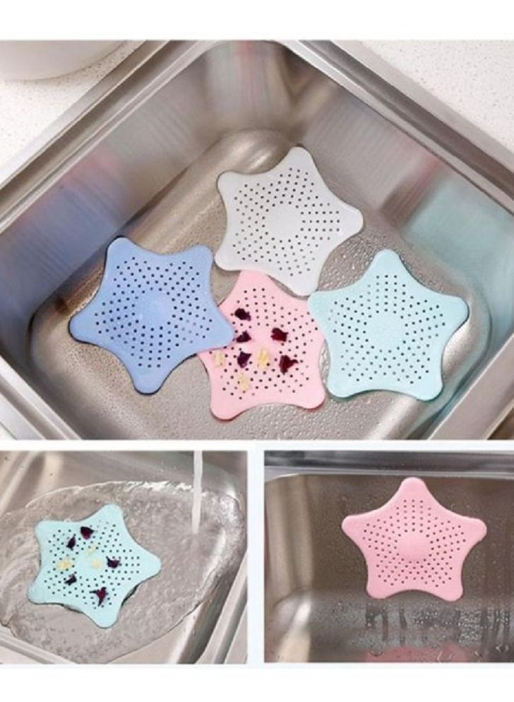 MARGOUN 12-Piece Kitchen Sink Strainer Filter Star Silicone Drain Cap Bathroom Floor Hair Catcher Anti Clogging Shower Drain Cover For Kitchen Bathroom Tub Pink/Blue/Green/White - Image 3