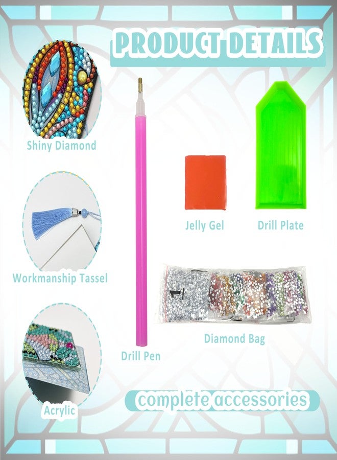 SEREDH 12 Pcs DIY Diamond Art Bookmarks for Adults Women Beginners Acrylic Dotz Diamond Art Bookmarks Kit Diamond Painting 5d Floral Rhinestone Bookmarks Diamond Art Book Marks with Tassels Crafts Supply - Image 3