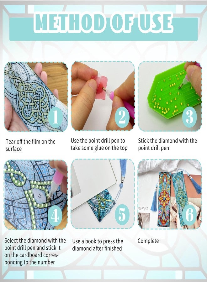 SEREDH 12 Pcs DIY Diamond Art Bookmarks for Adults Women Beginners Acrylic Dotz Diamond Art Bookmarks Kit Diamond Painting 5d Floral Rhinestone Bookmarks Diamond Art Book Marks with Tassels Crafts Supply - Image 5