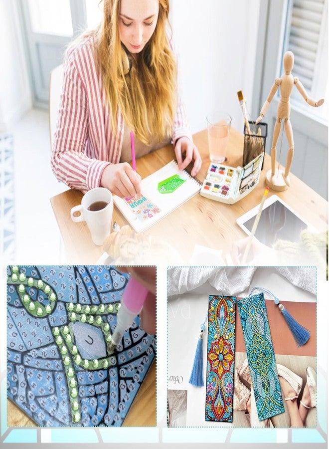 SEREDH 12 Pcs DIY Diamond Art Bookmarks for Adults Women Beginners Acrylic Dotz Diamond Art Bookmarks Kit Diamond Painting 5d Floral Rhinestone Bookmarks Diamond Art Book Marks with Tassels Crafts Supply - Image 4