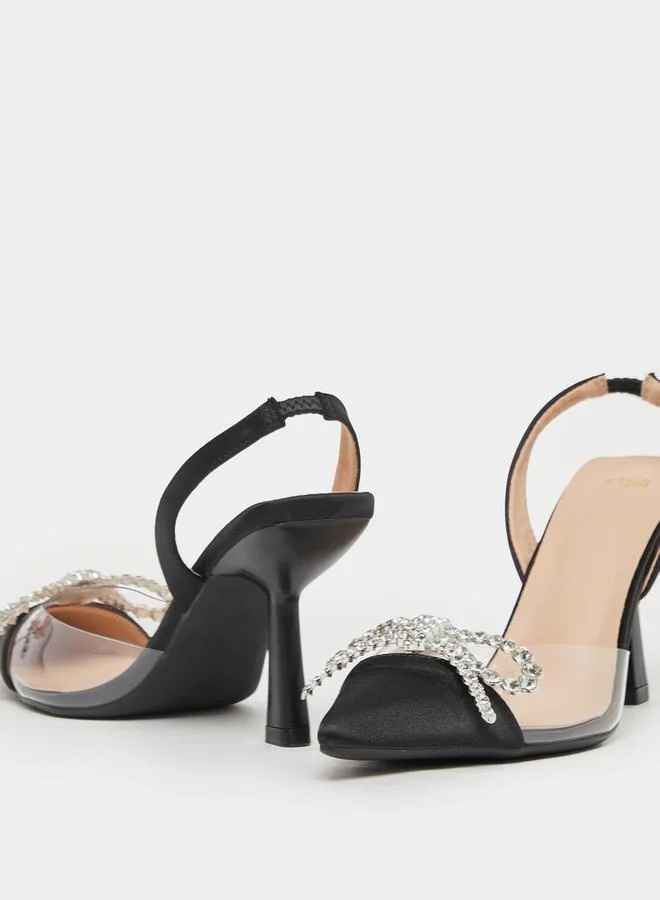 Styli Styli Embellished Pointed Toe Kitten Heel Pumps