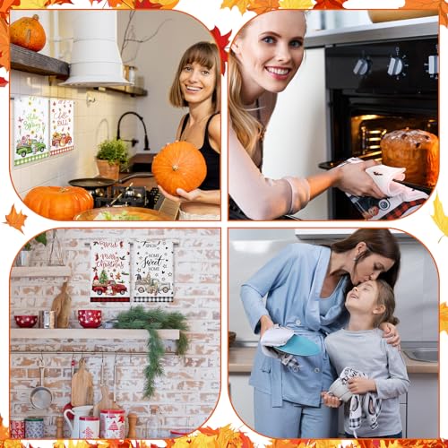 FuWeave 12 Pcs Seasonal Kitchen Towels Set for All Holidays Hand Dish Tea Towels Thanksgiving Christmas Absorbent Dishcloths Housewarming Gift for Cooking Kitchen Bathroom(Truck Style) - Image 5
