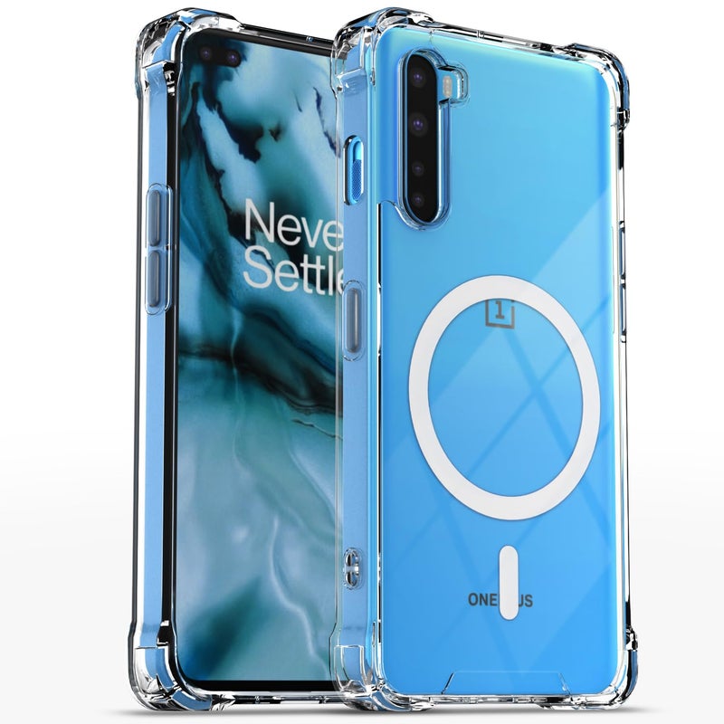 Pikkme غطاء خلفي لهاتف OnePlus Nord مع دعم مغناطيسي مقاوم للصدمات من PC + TPU (شفاف Mag-Safe) - Image 1