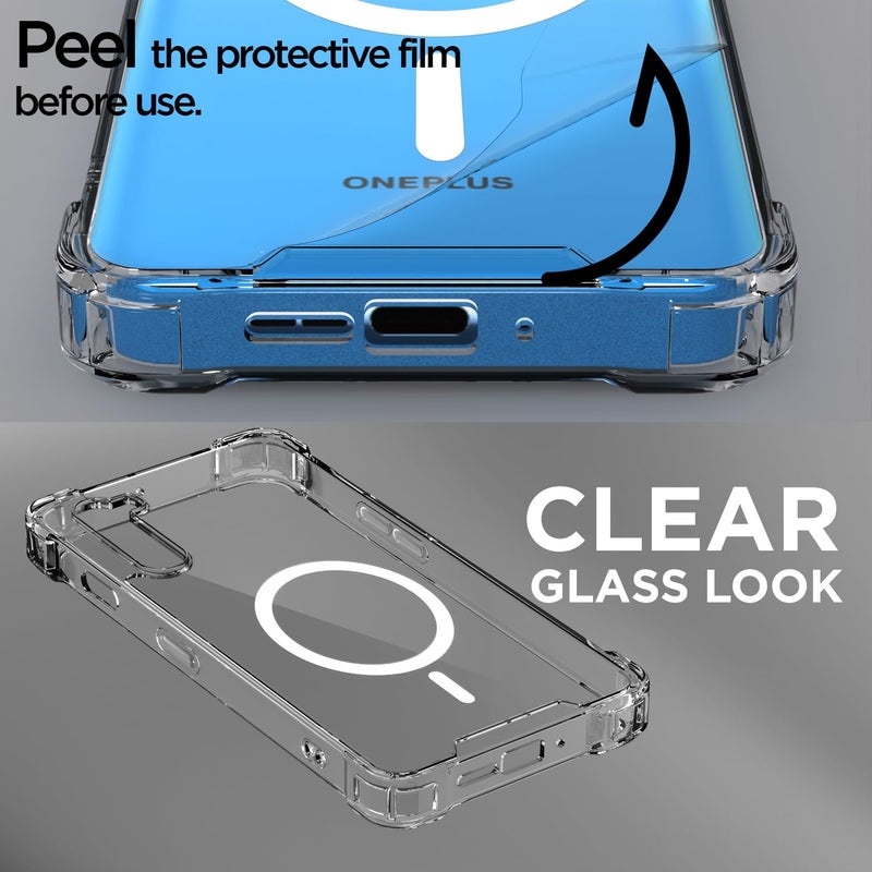 Pikkme غطاء خلفي لهاتف OnePlus Nord مع دعم مغناطيسي مقاوم للصدمات من PC + TPU (شفاف Mag-Safe) - Image 3