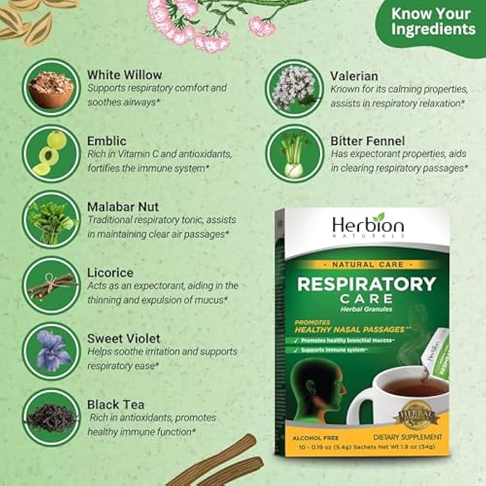 Herbion Naturals Respiratory Care Granules, 10 count sachet - Help Relieve Cold and Flu Symptoms, Promote Healthy Respiratory Function, Optimize Immune System. - Image 3