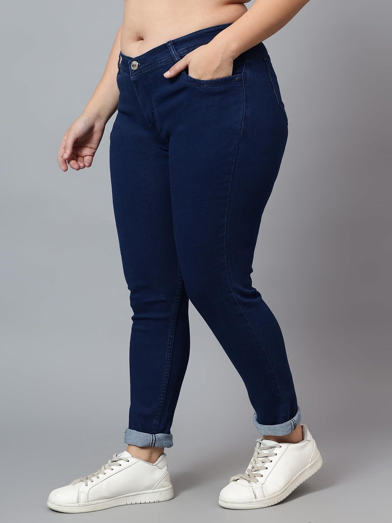 Nifty Women's Denim Stretchable Mid Rise Plus Size Jeans (NFTYPLS_PLN_BSC_38_Blue_38) - Image 2