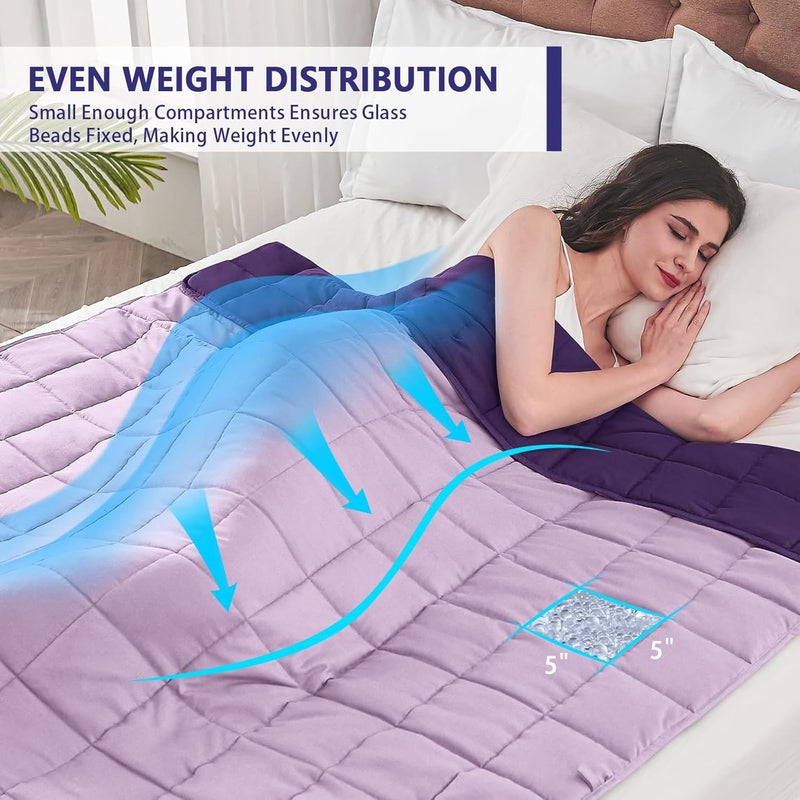 yescool Weighted Blanket for Adults (17 lbs, 60" x 80", Purple) Cooling Heavy Blanket for Sleeping Perfect for 110-130 lbs, Queen Size Breathable Blanket with Premium Glass Bead, Machine Washable - Image 4