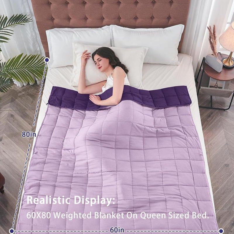 yescool Weighted Blanket for Adults (17 lbs, 60" x 80", Purple) Cooling Heavy Blanket for Sleeping Perfect for 110-130 lbs, Queen Size Breathable Blanket with Premium Glass Bead, Machine Washable - Image 2