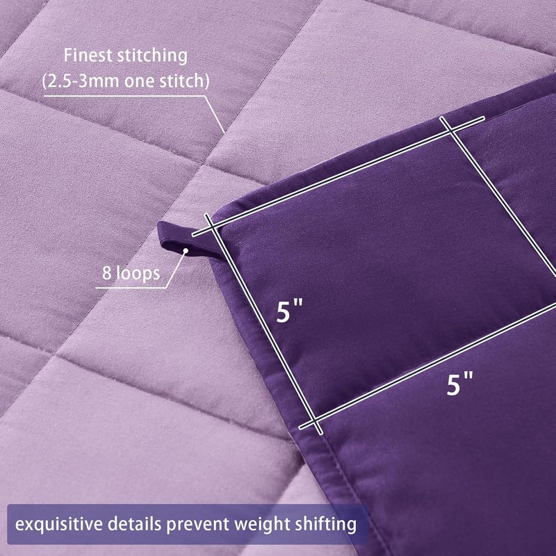yescool Weighted Blanket for Adults (17 lbs, 60" x 80", Purple) Cooling Heavy Blanket for Sleeping Perfect for 110-130 lbs, Queen Size Breathable Blanket with Premium Glass Bead, Machine Washable - Image 5
