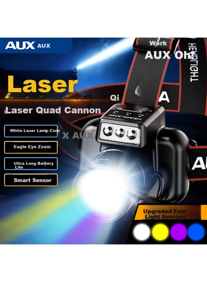Aux Sensor Headlamp, High-intensity Ultra-bright Night Fishing Light, Head-mounted Flashlight, Long Battery Life, Outdoor Fishing Lamp - Image 1