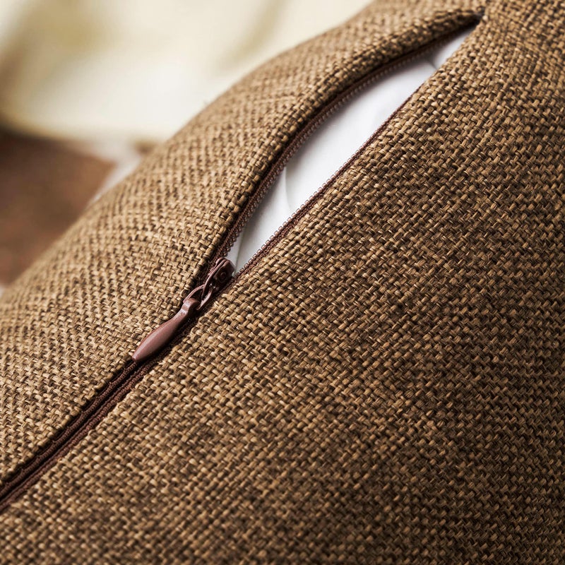 هوم بريليانت منزل وسادة بني لامع المنزل تغطي أغطية رمي من الكتان المستطيل الدائم لغرفة المعيشة 12 × 20 بوصة 2 عبوة - Image 4