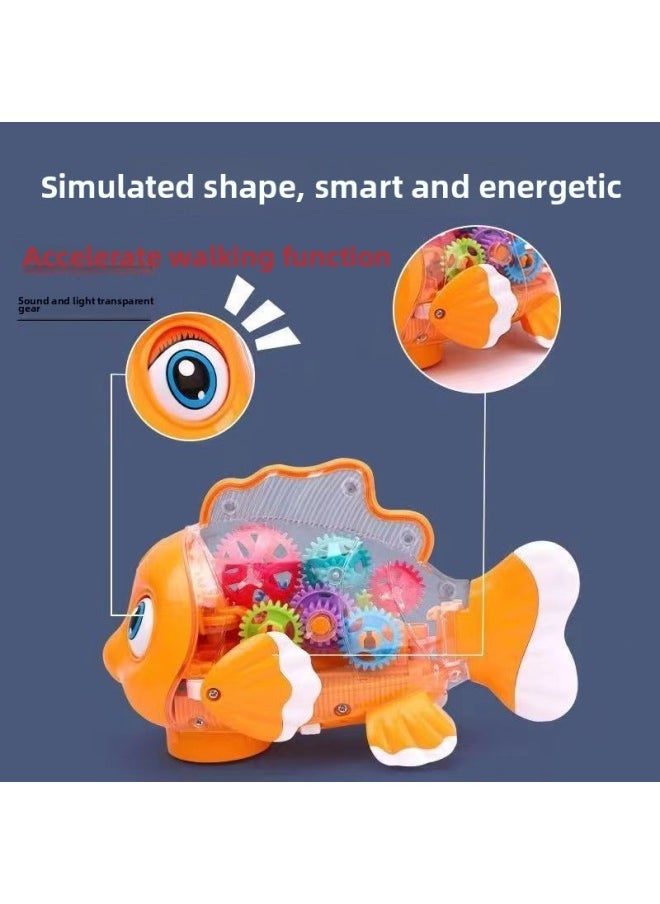 Children's Net Red Electric Gear Simulation Universal Toy Fish Music Gift Same Stall Cross-border-Color:Electric Music Transparent Gear Clownfish [send 3 Batteries]]  - Image 4