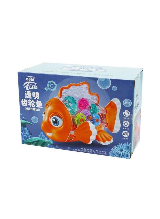 Children's Net Red Electric Gear Simulation Universal Toy Fish Music Gift Same Stall Cross-border-Color:Electric Music Transparent Gear Clownfish [send 3 Batteries]]  - Image 5