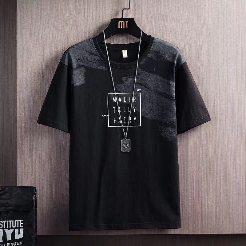 Men's gradient short sleeve T-shirt 2022 summer New loose half sleeve fashion brand casual boys ice silk T-shirt clothes - Image 1