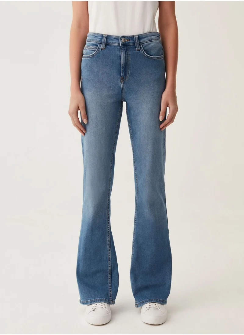 Ovs OVS Flare-Fit, High-Rise Jeans With Fading