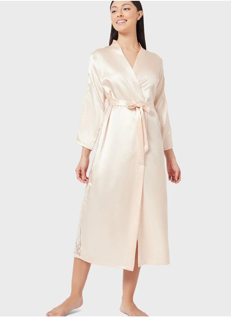 Styli Lace Insert Knitted Robe