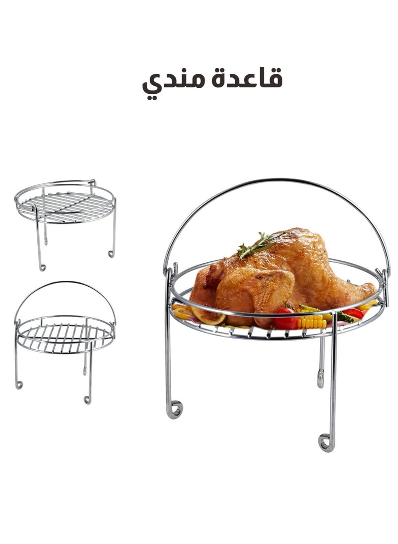 Mandi grill with a stainless steel base that is placed inside the pot, and the meat is placed on top of it. Available in several sizes.