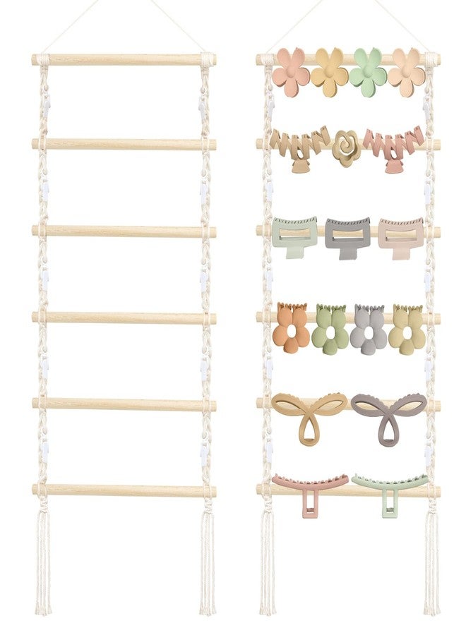PABOBIT Hair Claw Clip Organizer,Macrame Hanging Hair Clip Holder and Storage for girls,Claw Clips Hanger Home Boho Decor for Wall,Door,Closet - Image 1