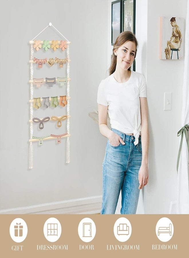 PABOBIT Hair Claw Clip Organizer,Macrame Hanging Hair Clip Holder and Storage for girls,Claw Clips Hanger Home Boho Decor for Wall,Door,Closet - Image 5