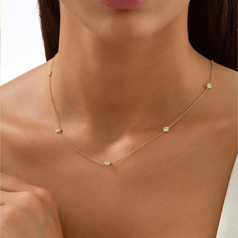 BAYLAY Gold Necklace for Women - 18K Gold Plated Zicon Gold Chain Dainty Gold Necklace for Women Gold Jewelry Gifts Size 18 inch - Image 4