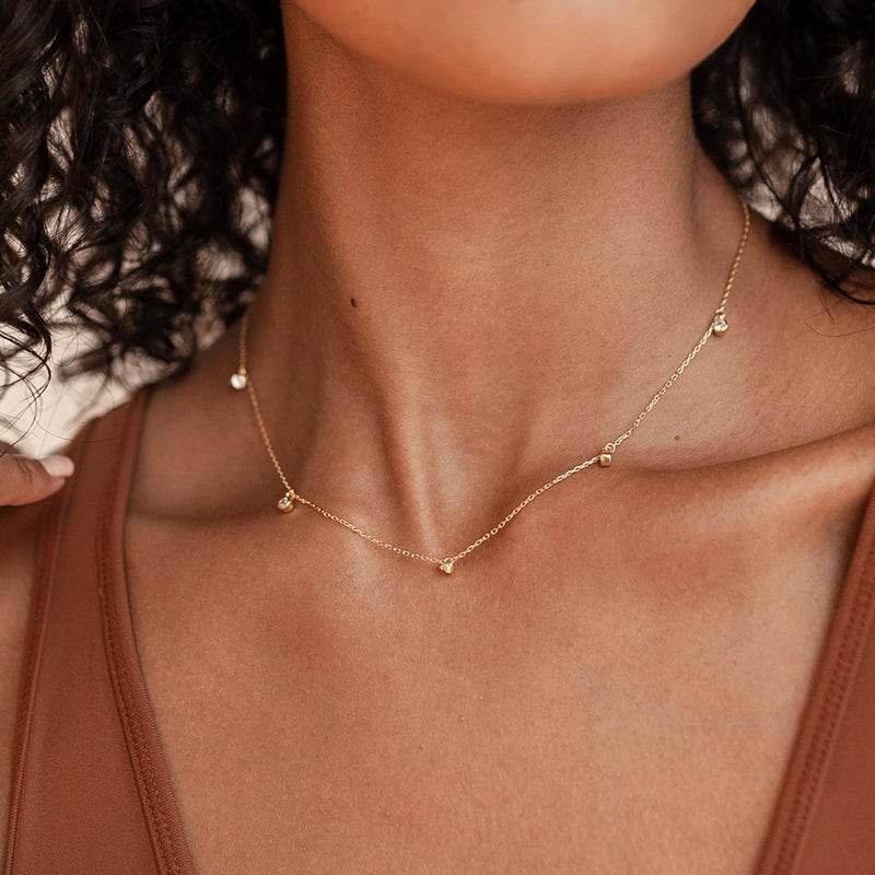 BAYLAY Gold Necklace for Women - 18K Gold Plated Zicon Gold Chain Dainty Gold Necklace for Women Gold Jewelry Gifts Size 18 inch - Image 3