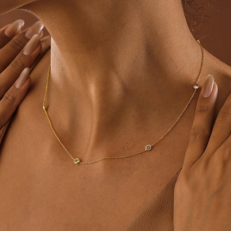 BAYLAY Gold Necklace for Women - 18K Gold Plated Zicon Gold Chain Dainty Gold Necklace for Women Gold Jewelry Gifts Size 18 inch - Image 5