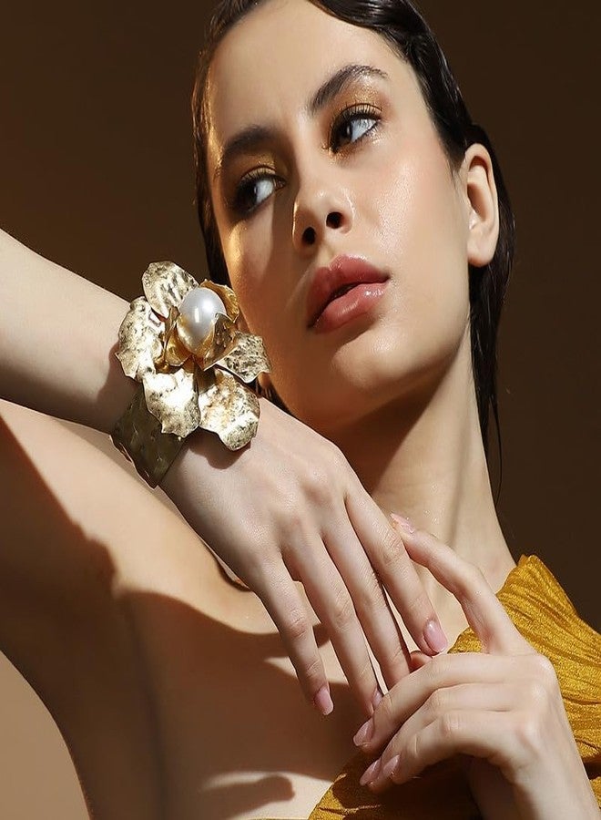 SOHI Women's For| California Gold Colour | Alloy Material | Adjustable Closure | Artificial Pearl Bracelet | Statement Bracelet For Women & Girls - Image 4