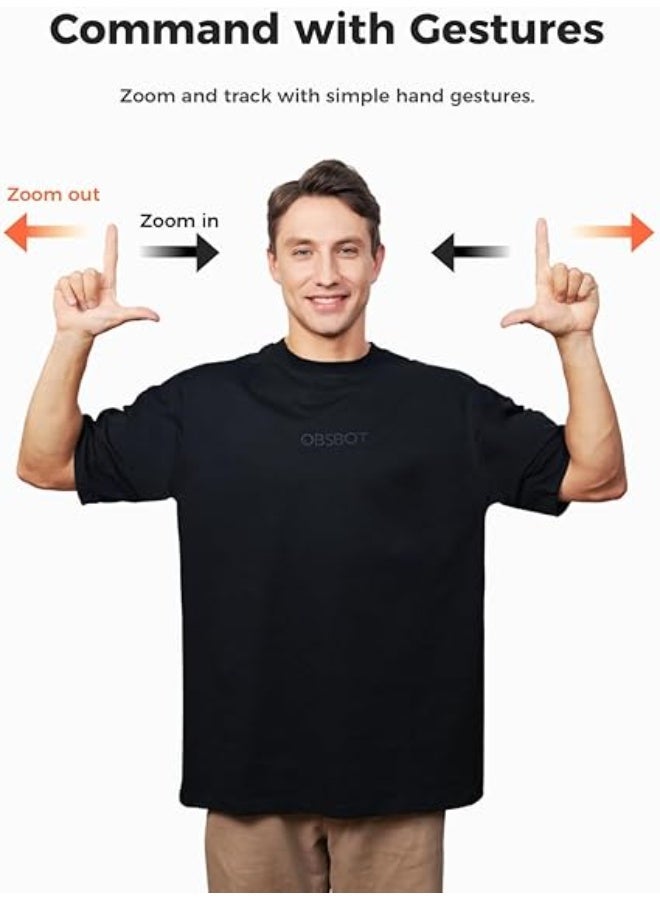 OBSBOT كاميرا ويب Tiny 2 Lite - 4K لجهاز الكمبيوتر، كاميرا ويب للبث المباشر بتقنية PTZ تتبع الذكاء الاصطناعي، تحكم بالإيماءات، 60 إطارًا في الثانية، HDR، ميكروفونات تقلل الضوضاء - Image 5